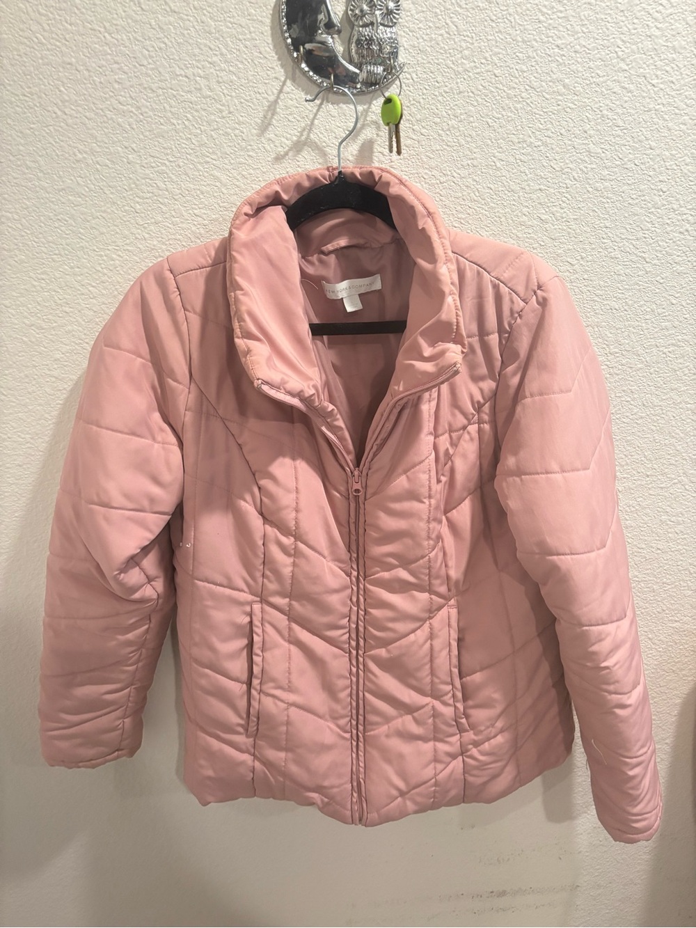 New York & Company Blush Pink Quilted Puffer Jacket